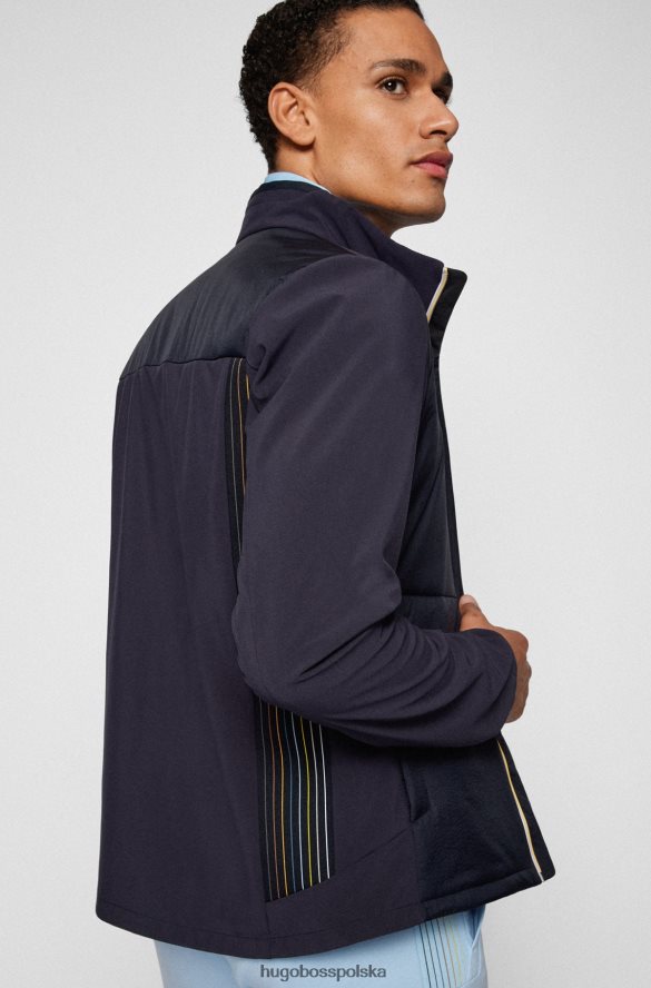 Hugo Boss wyściełana, wodoodporna kurtka z wielokolorowymi wykończeniami, hugo ciemnoniebieska ciemny niebieski R0X0H63101