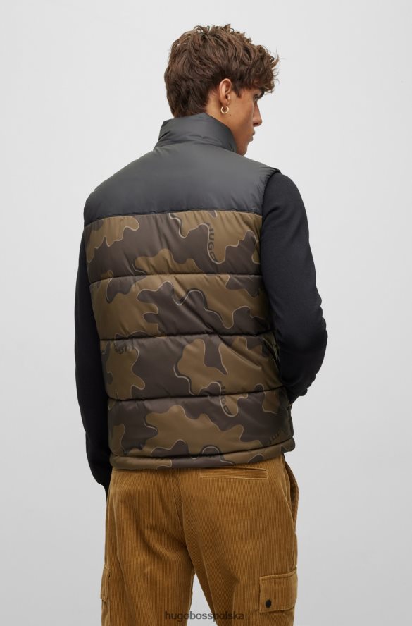 Hugo Boss wzorzysta kamizelka Hugo o dopasowanym kroju z kamuflażowym nadrukiem i wbudowanymi logo wzorzyste R0X0H62819