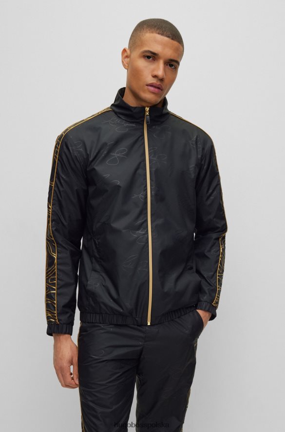 Hugo Boss x ajbxng wodoodporna kurtka z nadrukowanymi wstawkami czarny R0X0H63423