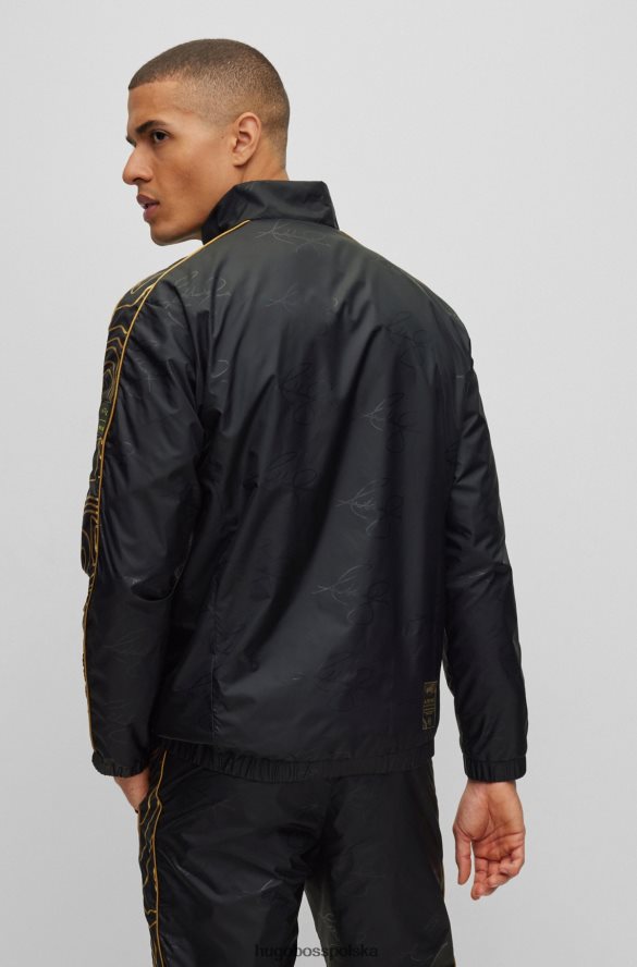 Hugo Boss x ajbxng wodoodporna kurtka z nadrukowanymi wstawkami czarny R0X0H63423