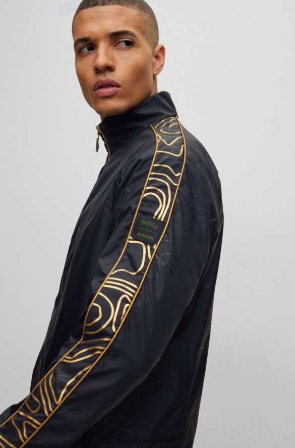 Hugo Boss x ajbxng wodoodporna kurtka z nadrukowanymi wstawkami czarny R0X0H63423