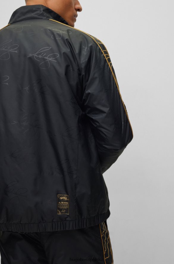 Hugo Boss x ajbxng wodoodporna kurtka z nadrukowanymi wstawkami czarny R0X0H63423