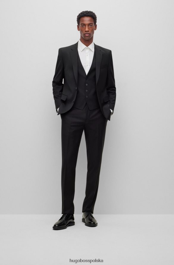 Hugo Boss Hugo Czarna kamizelka o dopasowanym kroju z mieszanki wełny dziewiczej czarny R0X0H63721