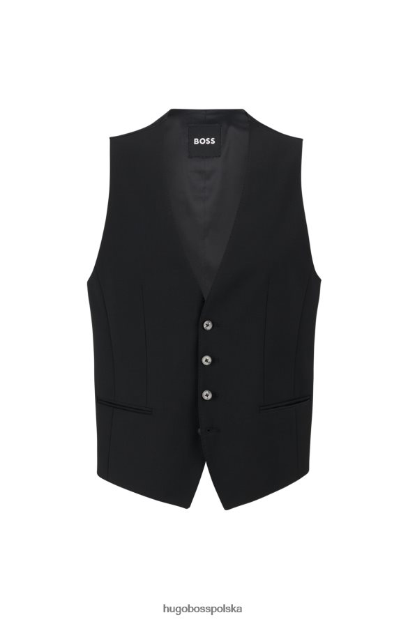Hugo Boss Hugo Czarna kamizelka o dopasowanym kroju z mieszanki wełny dziewiczej czarny R0X0H63721