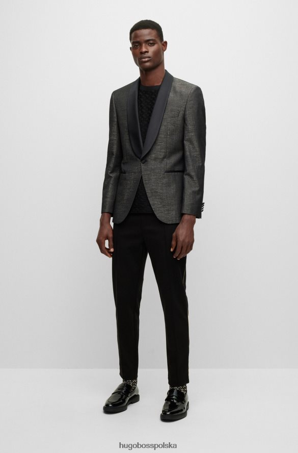 Hugo Boss Hugo Kurtka smokingowa o regularnym kroju w ciemnoszarym kolorze diagonalu z domieszką wełny ciemno szary R0X0H64427