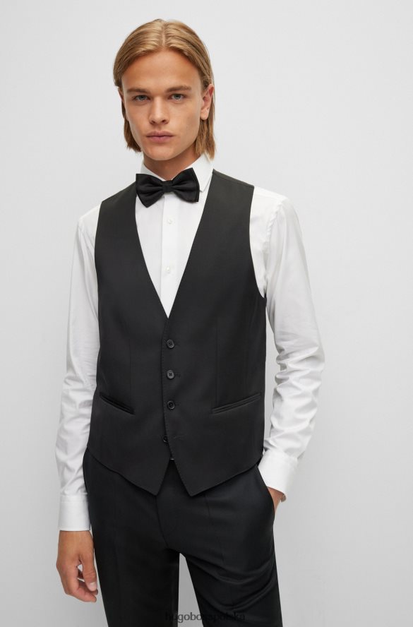 Hugo Boss Hugo kamizelka o dopasowanym kroju z czystej wełny serge w kolorze czarnym czarny R0X0H62778