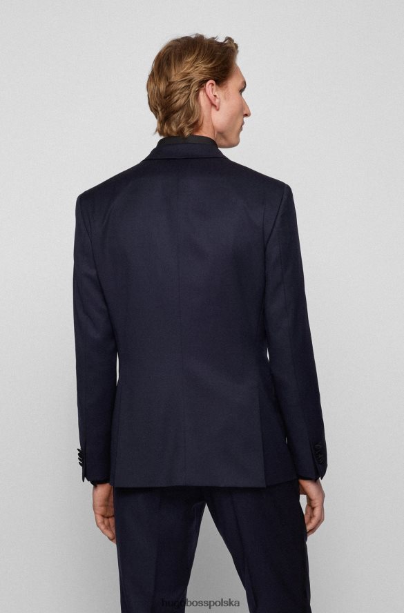 Hugo Boss Hugo slim-fit smokingowa marynarka z szarej wełny w kolorze ciemnoniebieskim ciemny niebieski R0X0H61550