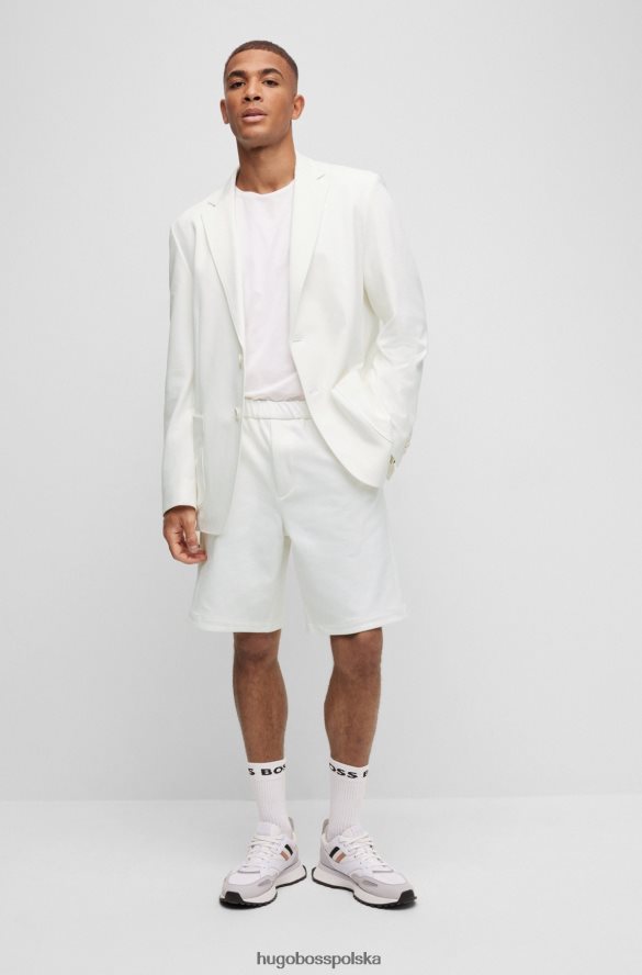 Hugo Boss Jednorzędowa marynarka x Matteo Berrettini z elastycznego materiału z odwróconymi klapami biały R0X0H64387
