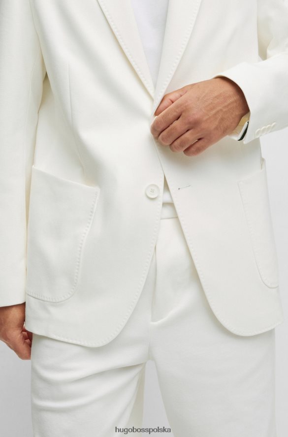 Hugo Boss Jednorzędowa marynarka x Matteo Berrettini z elastycznego materiału z odwróconymi klapami biały R0X0H64387
