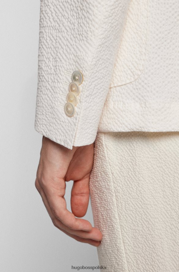 Hugo Boss Kurtka Hugo o dopasowanym kroju z elastycznego materiału typu Seersucker w kolorze białym biały R0X0H64495