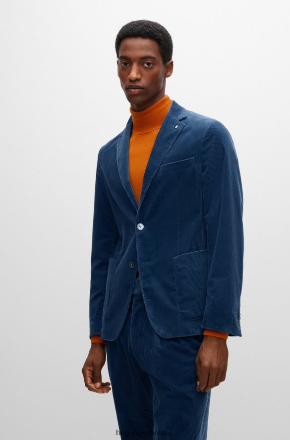 Hugo Boss Kurtka Hugo o dopasowanym kroju ze sztruksu w kolorze niebieskim ze elastycznej bawełny niebieski R0X0H61863