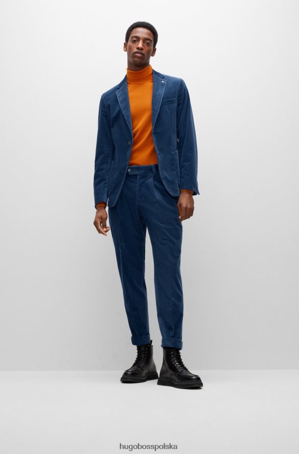 Hugo Boss Kurtka Hugo o dopasowanym kroju ze sztruksu w kolorze niebieskim ze elastycznej bawełny niebieski R0X0H61863