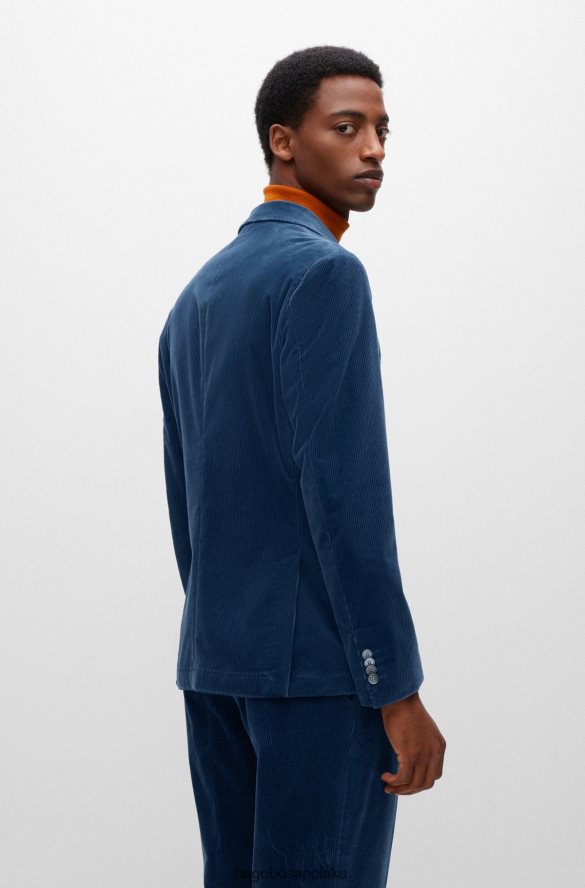 Hugo Boss Kurtka Hugo o dopasowanym kroju ze sztruksu w kolorze niebieskim ze elastycznej bawełny niebieski R0X0H61863