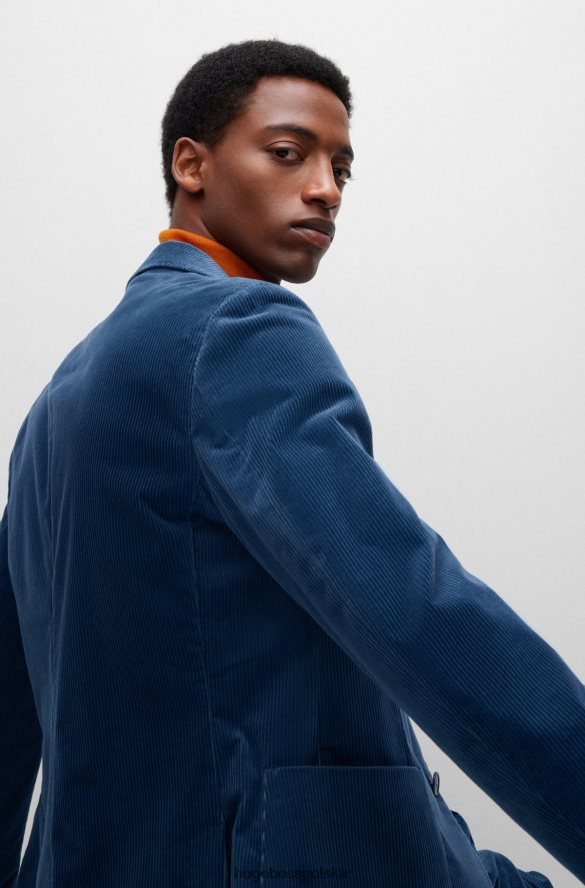 Hugo Boss Kurtka Hugo o dopasowanym kroju ze sztruksu w kolorze niebieskim ze elastycznej bawełny niebieski R0X0H61863