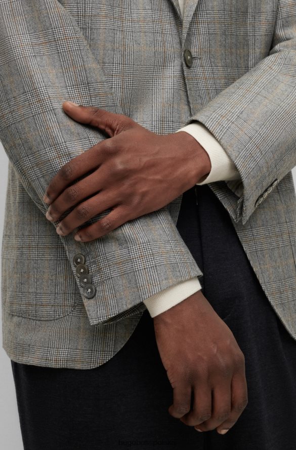 Hugo Boss Kurtka Hugo o regularnym kroju w kolorze czarnym w kratkę z dziewiczej wełny czarny R0X0H64501