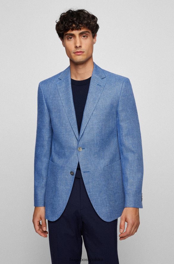 Hugo Boss Kurtka Hugo o regularnym kroju z mieszanki lnu w mikrowzorzystość w kolorze niebieskim niebieski R0X0H61444