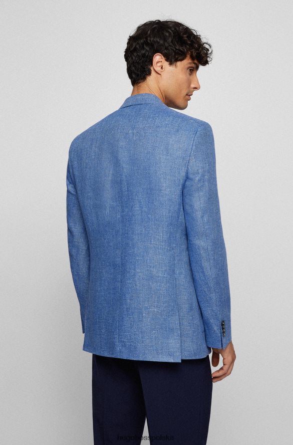 Hugo Boss Kurtka Hugo o regularnym kroju z mieszanki lnu w mikrowzorzystość w kolorze niebieskim niebieski R0X0H61444