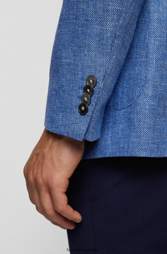 Hugo Boss Kurtka Hugo o regularnym kroju z mieszanki lnu w mikrowzorzystość w kolorze niebieskim niebieski R0X0H61444