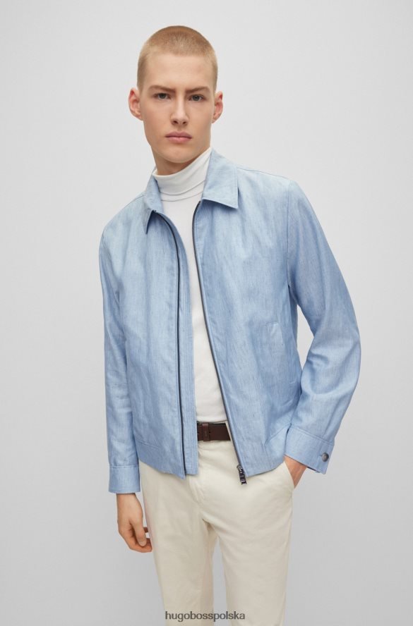 Hugo Boss Kurtka hugo slim-fit z lnu, dziewiczej wełny i jedwabiu w kolorze jasnoniebieskim jasny niebieski R0X0H64380