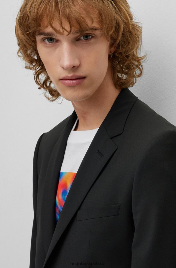 Hugo Boss Kurtka o regularnym kroju z czarnej, elastycznej mieszanki wełny hugo czarny R0X0H61361