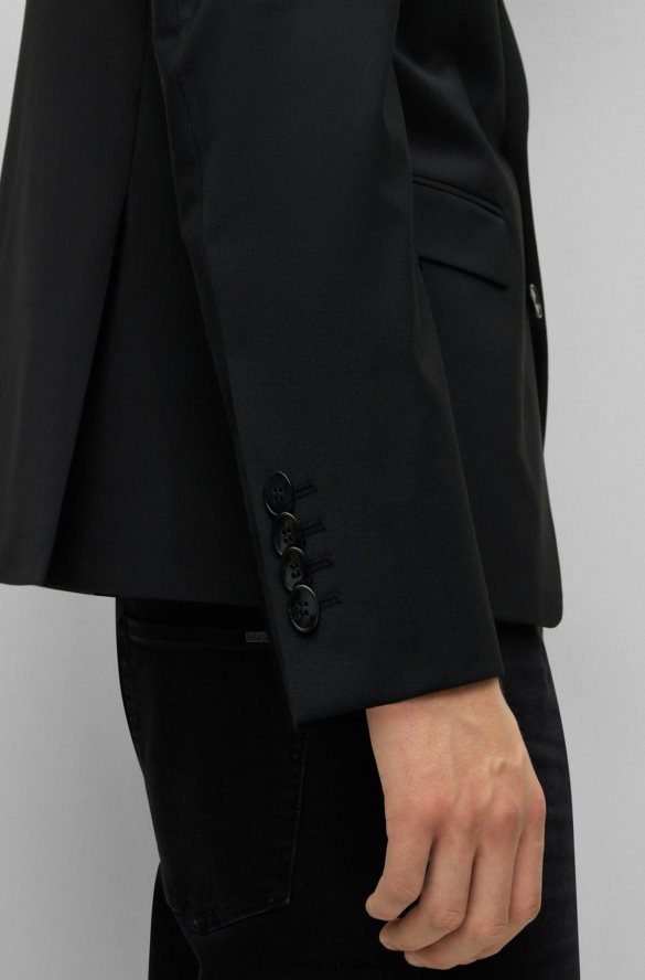 Hugo Boss Kurtka o regularnym kroju z czarnej, elastycznej mieszanki wełny hugo czarny R0X0H61361