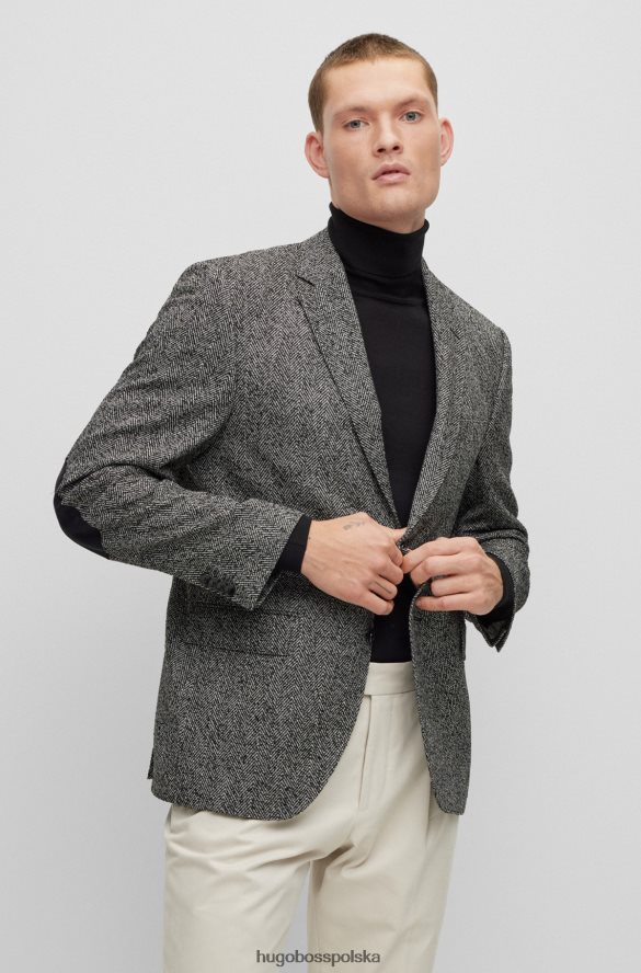 Hugo Boss Kurtka o regularnym kroju z mieszanki wełny w jodełkę Hugo w kolorze ciemnoszarym ciemno szary R0X0H62996