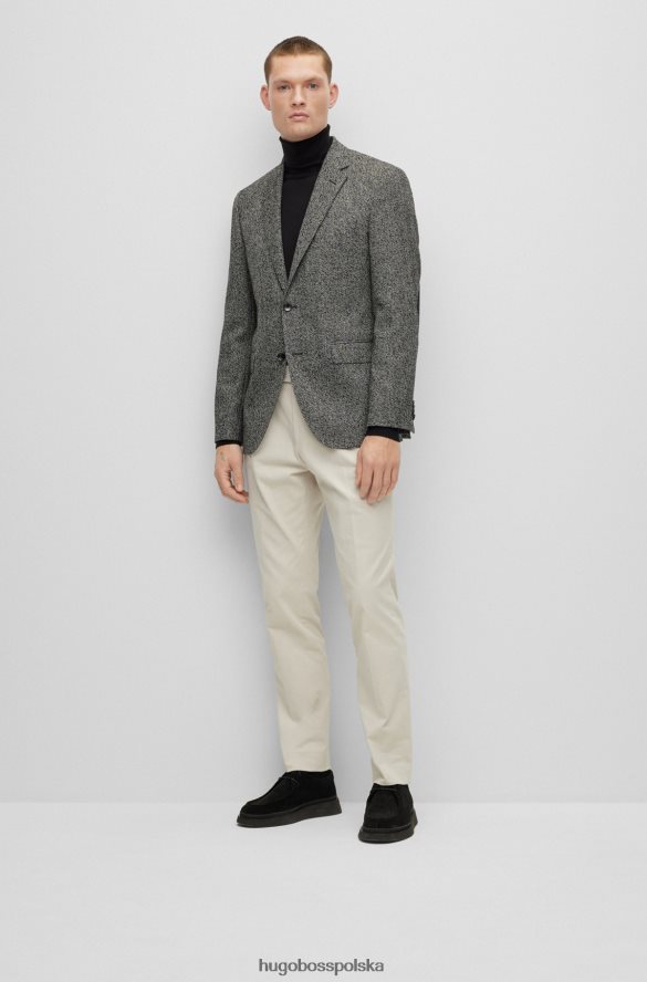 Hugo Boss Kurtka o regularnym kroju z mieszanki wełny w jodełkę Hugo w kolorze ciemnoszarym ciemno szary R0X0H62996