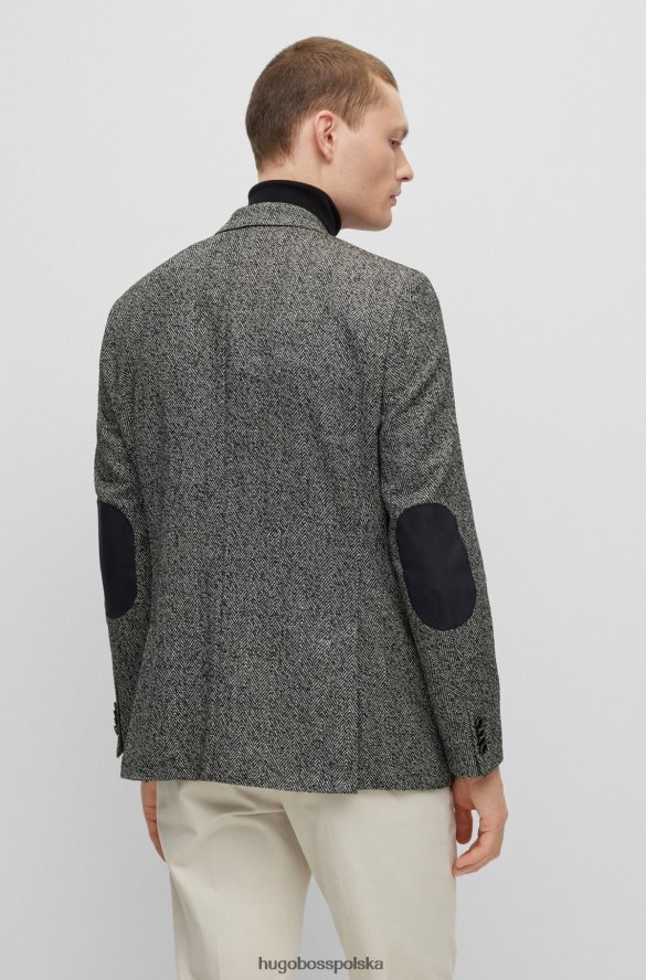 Hugo Boss Kurtka o regularnym kroju z mieszanki wełny w jodełkę Hugo w kolorze ciemnoszarym ciemno szary R0X0H62996