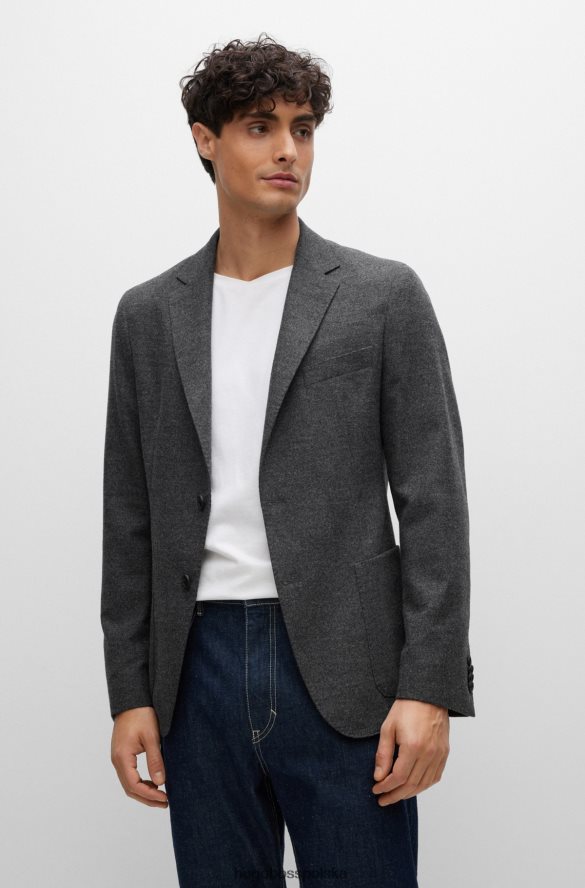 Hugo Boss Kurtka slim-fit bez podszewki z otwartymi klapami hugo w kolorze ciemnoszarym ciemno szary R0X0H63546