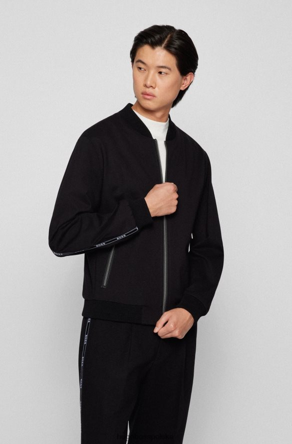 Hugo Boss Kurtka slim-fit z elastycznego dżerseju z zamkiem błyskawicznym w kolorze czarnym hugo czarny R0X0H63789