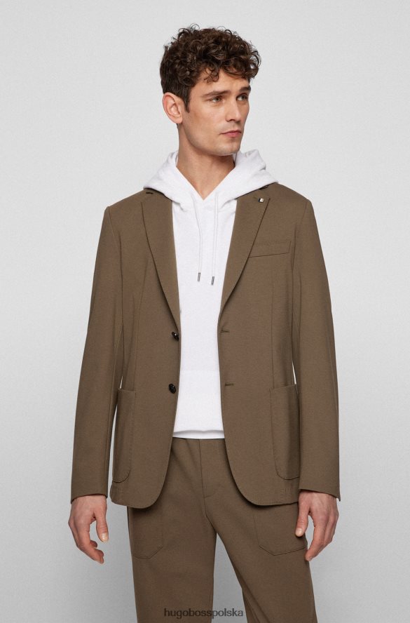 Hugo Boss Kurtka slim-fit z elastycznej tkaniny interlock hugo w kolorze brązowym brązowy R0X0H62168