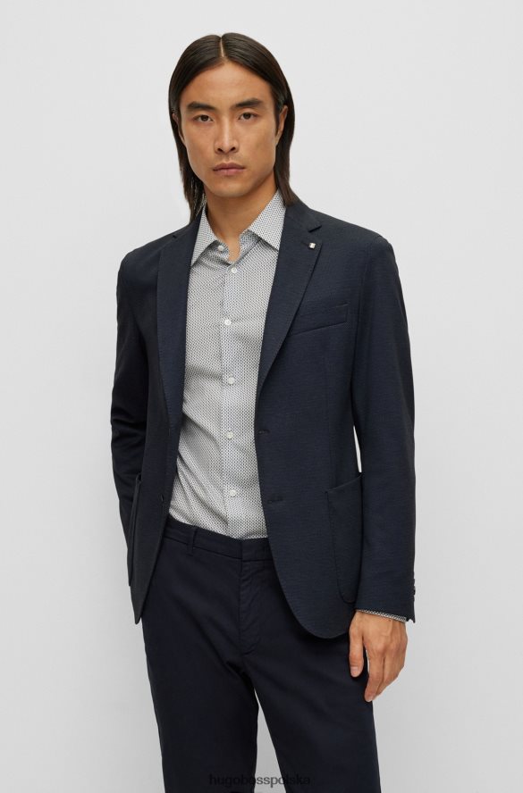 Hugo Boss Kurtka slim-fit z melanżowego, elastycznego dżerseju w kolorze ciemnoniebieskim hugo ciemny niebieski R0X0H62540