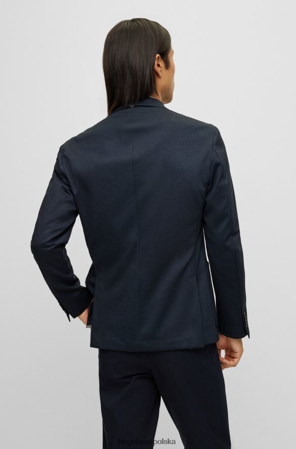 Hugo Boss Kurtka slim-fit z melanżowego, elastycznego dżerseju w kolorze ciemnoniebieskim hugo ciemny niebieski R0X0H62540