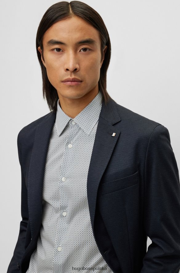 Hugo Boss Kurtka slim-fit z melanżowego, elastycznego dżerseju w kolorze ciemnoniebieskim hugo ciemny niebieski R0X0H62540