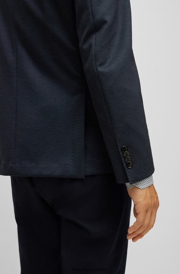 Hugo Boss Kurtka slim-fit z melanżowego, elastycznego dżerseju w kolorze ciemnoniebieskim hugo ciemny niebieski R0X0H62540