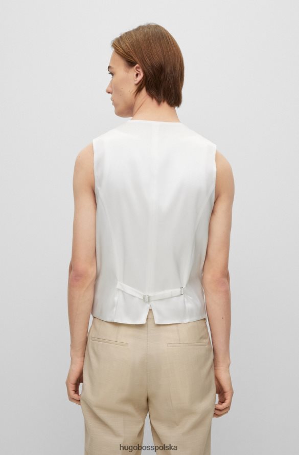 Hugo Boss beżowa, dopasowana kamizelka z wzorzystego elastycznego materiału hugo beżowy R0X0H64534