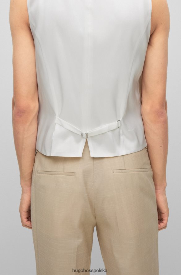 Hugo Boss beżowa, dopasowana kamizelka z wzorzystego elastycznego materiału hugo beżowy R0X0H64534