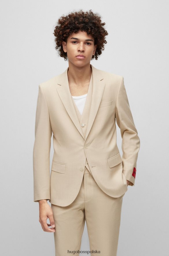 Hugo Boss beżowa kurtka hugo slim-fit z wzorzystej, elastycznej tkaniny beżowy R0X0H63947