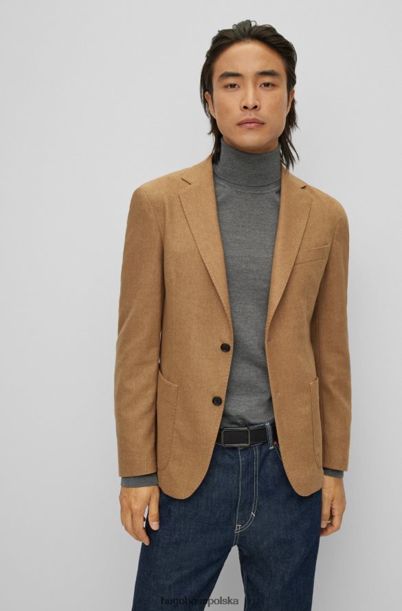 Hugo Boss beżowa kurtka slim-fit bez podszewki z otwartymi klapami hugo beżowy R0X0H63545