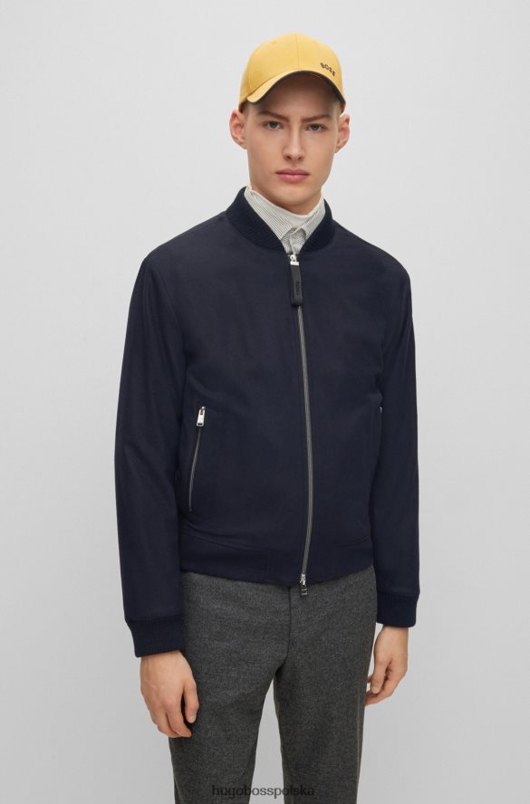 Hugo Boss ciemnoniebieska kurtka bomber o dopasowanym kroju hugo ze ściągaczowymi wykończeniami ciemny niebieski R0X0H63898
