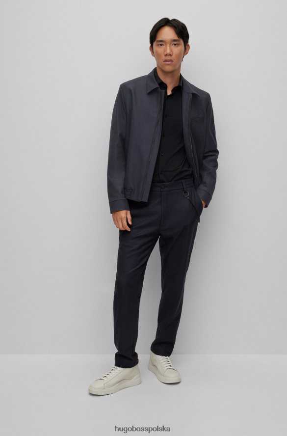 Hugo Boss ciemnoniebieska kurtka hugo o dopasowanym kroju w stylu koszuli, wykonana z elastycznego materiału ciemny niebieski R0X0H64517