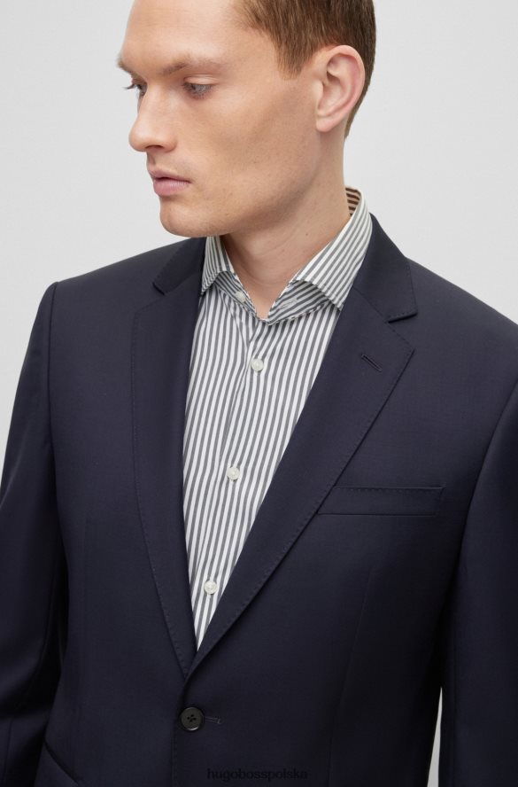 Hugo Boss ciemnoniebieska kurtka slim-fit z dziewiczej wełny Serge Hugo ciemny niebieski R0X0H62063