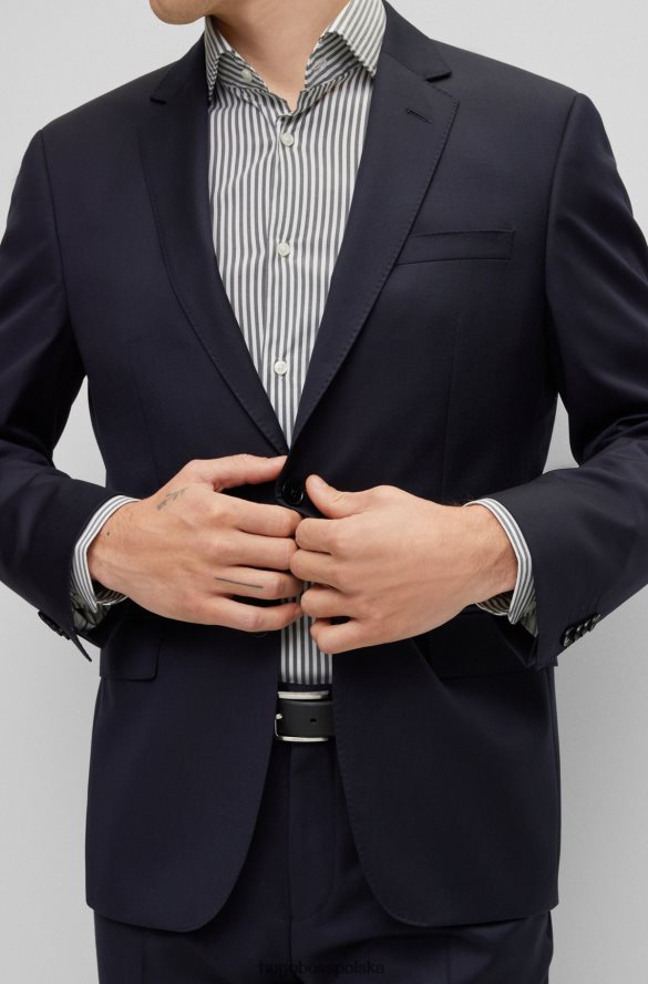 Hugo Boss ciemnoniebieska kurtka slim-fit z dziewiczej wełny Serge Hugo ciemny niebieski R0X0H62063