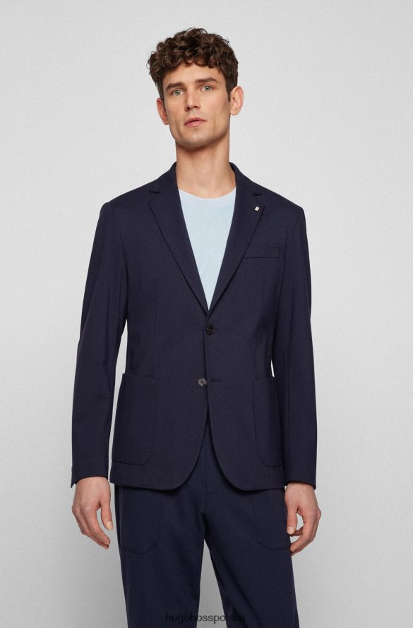 Hugo Boss ciemnoniebieska kurtka slim-fit z elastycznej tkaniny interlock hugo ciemny niebieski R0X0H62167