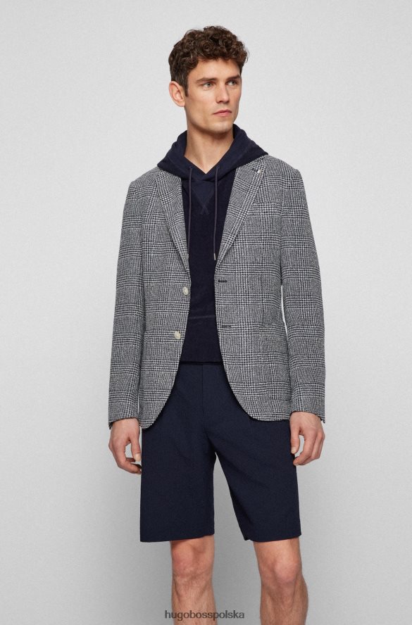 Hugo Boss ciemnoniebieska kurtka slim-fit z elastycznej tkaniny w kratkę hugo ciemny niebieski R0X0H61534