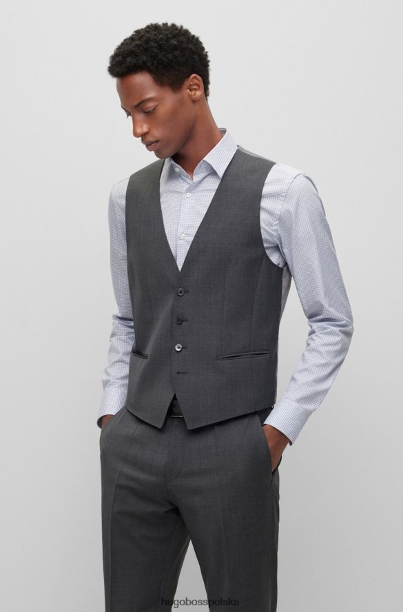 Hugo Boss ciemnoszara kamizelka o dopasowanym kroju z mieszanki wełny hugo ciemno szary R0X0H63718