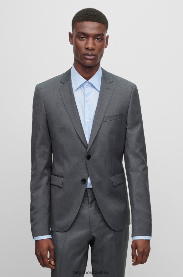 Hugo Boss ciemnoszara kurtka o bardzo dopasowanym kroju z dziewiczej wełny serge hugo ciemno szary R0X0H63632