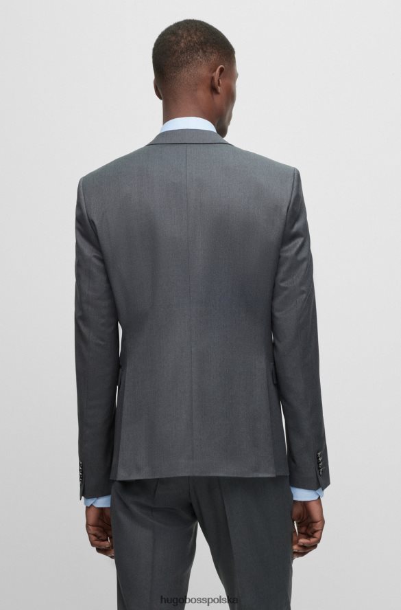 Hugo Boss ciemnoszara kurtka o bardzo dopasowanym kroju z dziewiczej wełny serge hugo ciemno szary R0X0H63632