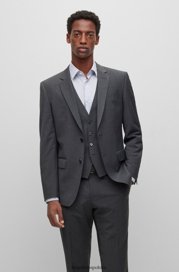 Hugo Boss ciemnoszara kurtka o dopasowanym kroju z mieszanki hugo z dziewiczej wełny ciemno szary R0X0H62626