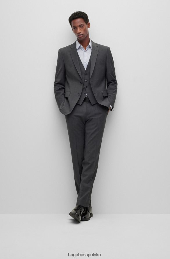 Hugo Boss ciemnoszara kurtka o dopasowanym kroju z mieszanki hugo z dziewiczej wełny ciemno szary R0X0H62626